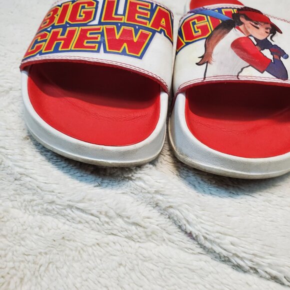 New Balance White Red Big League Chew Baseball Artsy Summer Fun Slides Sandals 9 - Picture 2 of 11